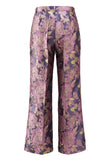 2-delige marineblauwe roze bloemen V-hals damespakken met riem