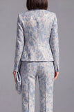 Stoffige groene open-front 2-delige slim fit bloemen damespakken