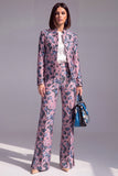 Stoffige groene open-front 2-delige slim fit bloemen damespakken