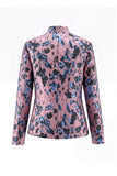 Stoffige groene open-front 2-delige slim fit bloemen damespakken