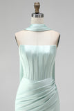 Mint strapless bodycon korset Homecoming jurk met split