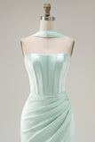 Mint strapless bodycon korset Homecoming jurk met split