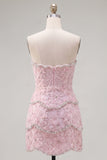 Sweetheart roze bodycon homecoming jurk met kralen