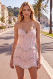 Sweetheart roze bodycon homecoming jurk met kralen