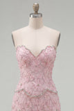 Sweetheart roze bodycon homecoming jurk met kralen