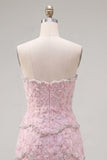 Sweetheart roze bodycon homecoming jurk met kralen