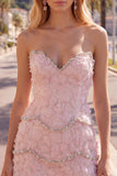 Sweetheart roze bodycon homecoming jurk met kralen