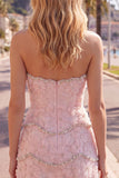 Sweetheart roze bodycon homecoming jurk met kralen