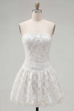 A-lijn witte sweetheart bloemen homecoming jurk