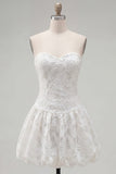 A-lijn witte sweetheart bloemen homecoming jurk