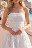 A-lijn witte sweetheart bloemen homecoming jurk
