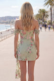 Zwarte off-the-shoulder bodycon bloemenjurk homecoming met sjerp