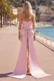 Roze Bodycon Bloemen strapless korset Homecoming Jurk met strik