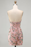 Roze Bodycon Sweetheart Bloemenkorset Homecoming Jurk met kralen