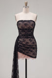 Zwarte strapless bodycon met gerimpelde kralenjurk met homecoming jurk en sjerp