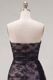 Zwarte strapless bodycon met gerimpelde kralenjurk met homecoming jurk en sjerp