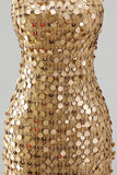Glinsterende gouden strapless pailletten bodycon homecomingjurk