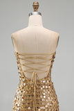 Glinsterende gouden strapless pailletten bodycon homecomingjurk
