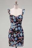 Gele, gebloemde pailletten geborduurde sweetheart bodycon homecomingjurk