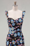 Gele, gebloemde pailletten geborduurde sweetheart bodycon homecomingjurk