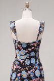 Gele, gebloemde pailletten geborduurde sweetheart bodycon homecomingjurk