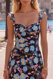 Gele, gebloemde pailletten geborduurde sweetheart bodycon homecomingjurk