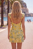 Gele, gebloemde pailletten geborduurde sweetheart bodycon homecomingjurk