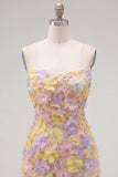 Roze strapless bloemen korte bodycon homecomingjurk met kralen