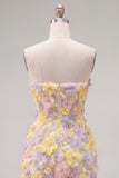 Roze strapless bloemen korte bodycon homecomingjurk met kralen