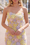 Roze strapless bloemen korte bodycon homecomingjurk met kralen