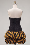 Zwarte gouden Bodycon Sweetheart Homecoming jurk met ruches