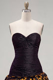 Zwarte gouden Bodycon Sweetheart Homecoming jurk met ruches
