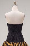 Zwarte gouden Bodycon Sweetheart Homecoming jurk met ruches