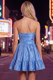 Strapless donkergroene A-lijn ruches Homecoming jurk met strik