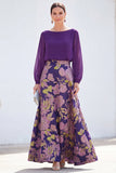 Groene A-lijn bateau hals 2-delige Jacquard bloemenjurk Mother Of the Bride Jurk