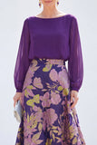 Groene A-lijn bateau hals 2-delige Jacquard bloemenjurk Mother Of the Bride Jurk