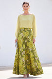 Groene A-lijn bateau hals 2-delige Jacquard bloemenjurk Mother Of the Bride Jurk