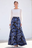 Groene A-lijn bateau hals 2-delige Jacquard bloemenjurk Mother Of the Bride Jurk