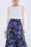Groene A-lijn bateau hals 2-delige Jacquard bloemenjurk Mother Of the Bride Jurk