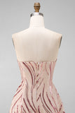 Glinsterende A-lijn gouden en roze strapless pailletten Homecoming jurk