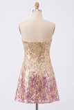Glinsterende A-lijn gouden en roze strapless pailletten Homecoming jurk
