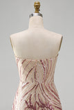 Glinsterende strapless gouden en roze bodycon pailletten Homecoming jurk