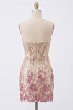 Glinsterende strapless gouden en roze bodycon pailletten Homecoming jurk