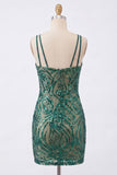 Glitterende Bodycon donkergroene pailletten Homecoming jurk