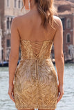 Glinsterende Fuchsia Sweetheart Bodycon pailletten Homecoming jurk met kant op de rug