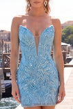 Glinsterende Fuchsia Sweetheart Bodycon pailletten Homecoming jurk met kant op de rug