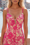 Lichtblauwe bodycon spaghettibandjes bloemen korte homecomingjurk met kralen