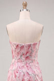 Strapless roze bodycon pailletten korte homecomingjurk