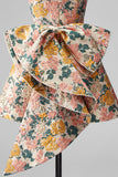 Sweetheart roze bloem A-lijn Jacquard Pearls Homecoming jurk met strik