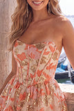 Groene Sweetheart A-lijn korset Jacquard Homecoming jurk met ruches